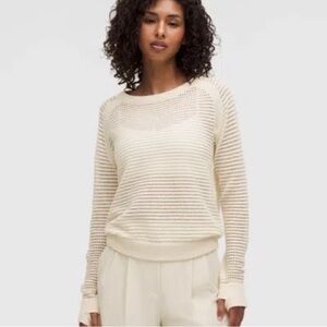 Lululemon Pointelle-Knit Cotton Sweater Light Ivory
